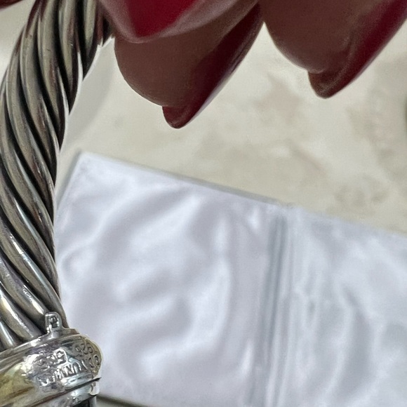 David Yurman 7mm onyx sterling cable cuff bracelet - Picture 4 of 8